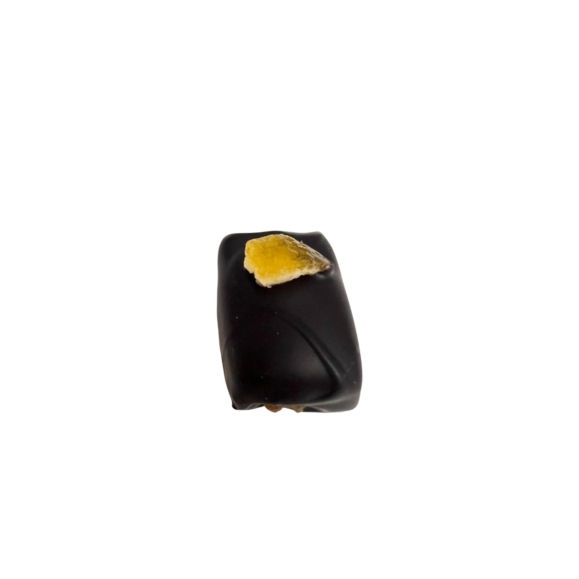 blood orange caramel with orange peel in chocolate