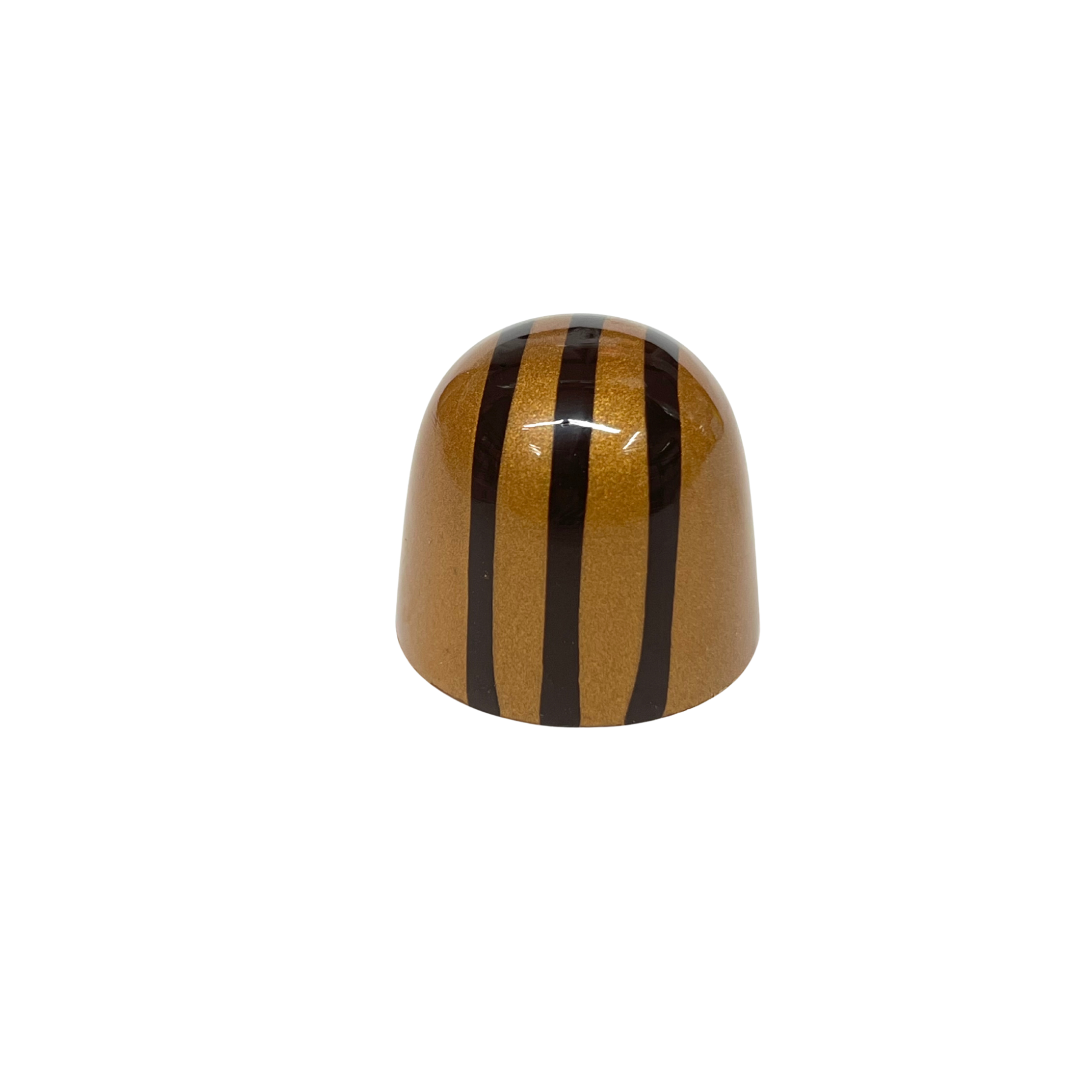 dome shaped bonbon with black stripes