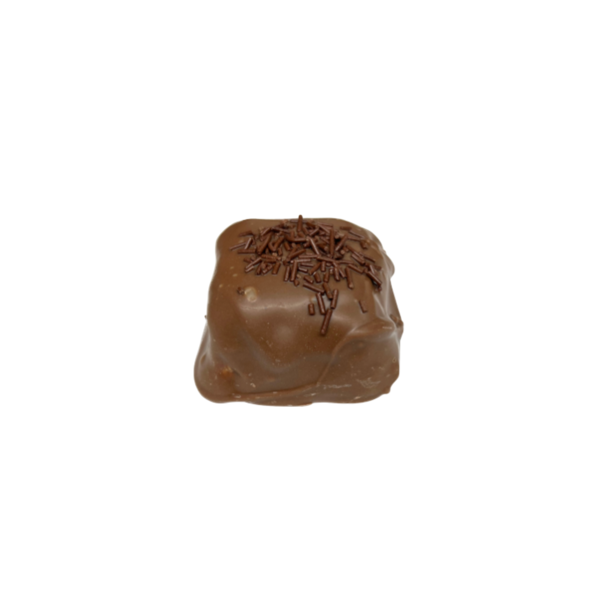 chocolate covered marshmallow with chocolate sprinkles