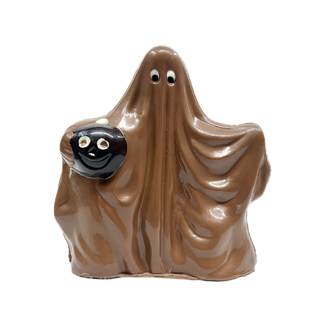 milk dark and white chocolate molded sheet ghost with pumpkin