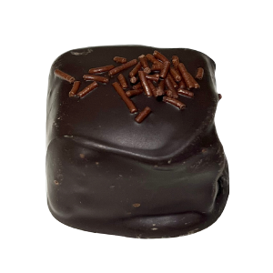chocolate covered truffle with chocolate sprinkles