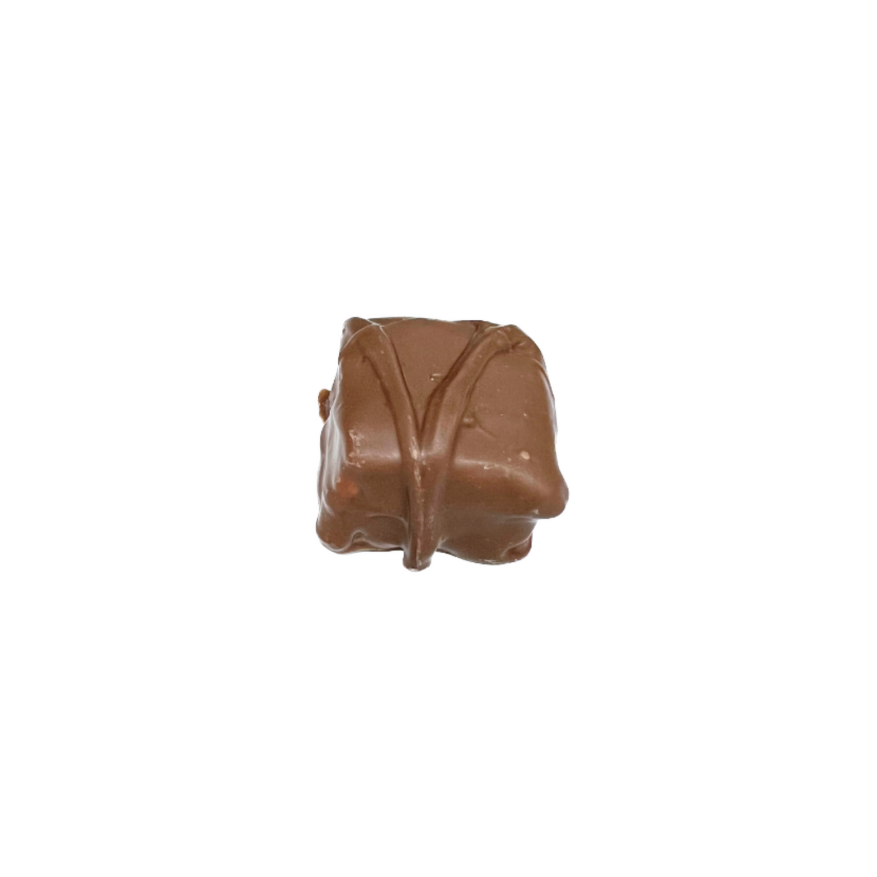 chocolate covered marshmallow with a chocolate V