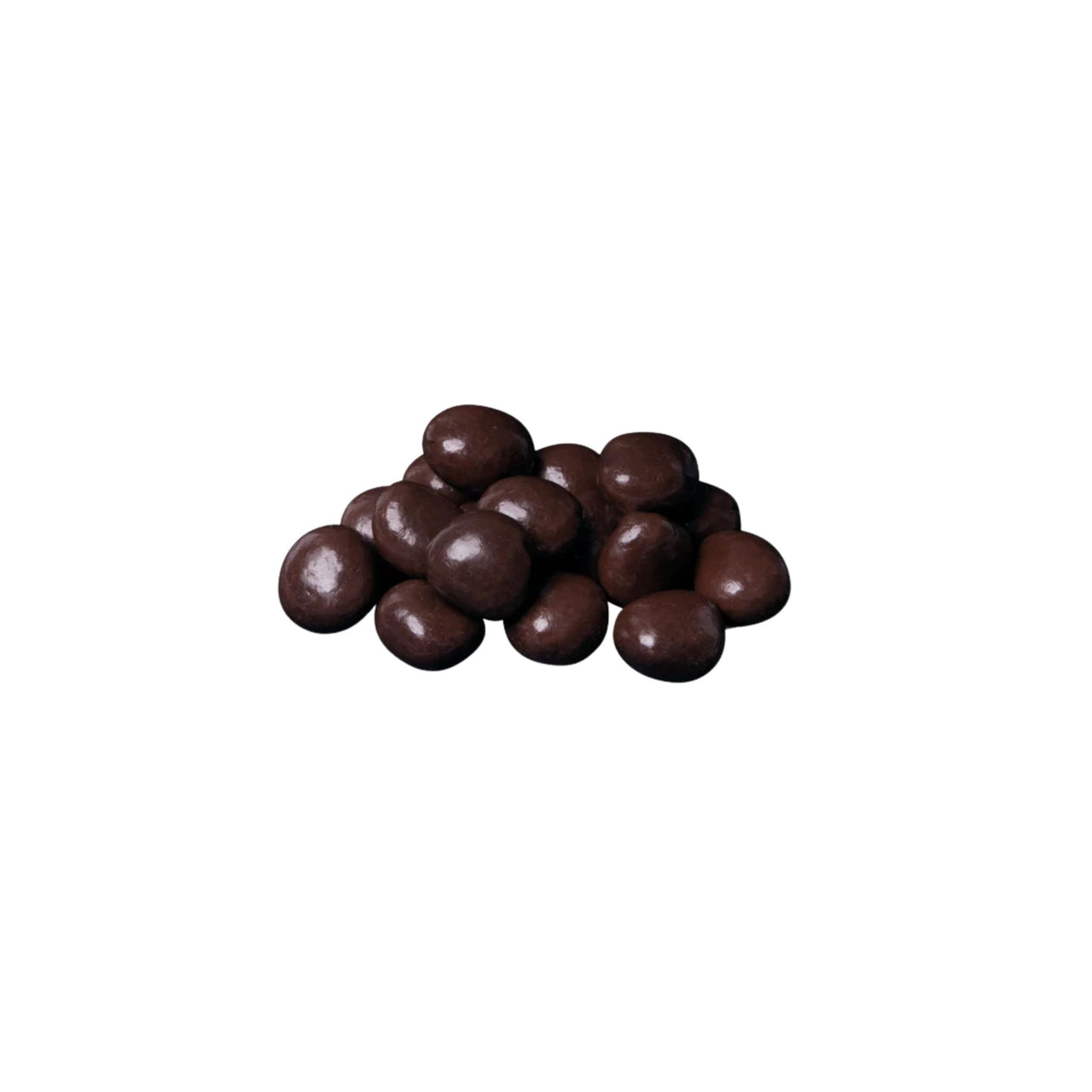 Pile of chocolate-covered cordials on a white background