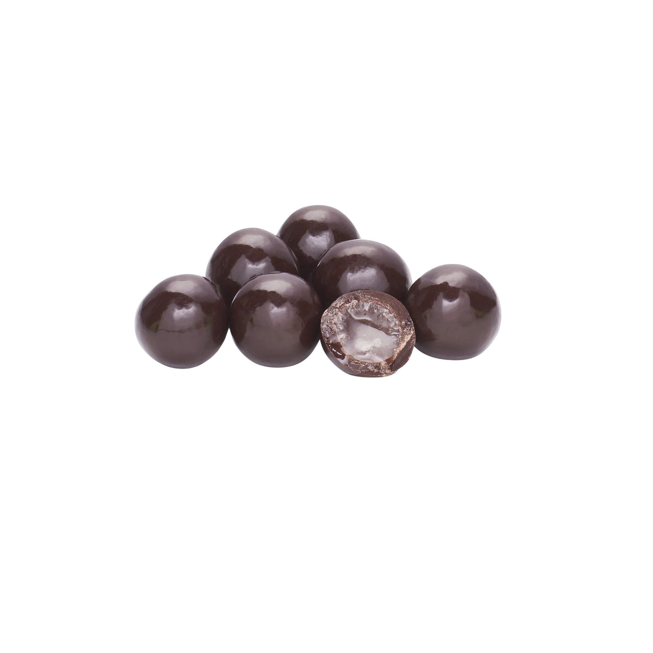 Chocolate-covered cordials on a white background