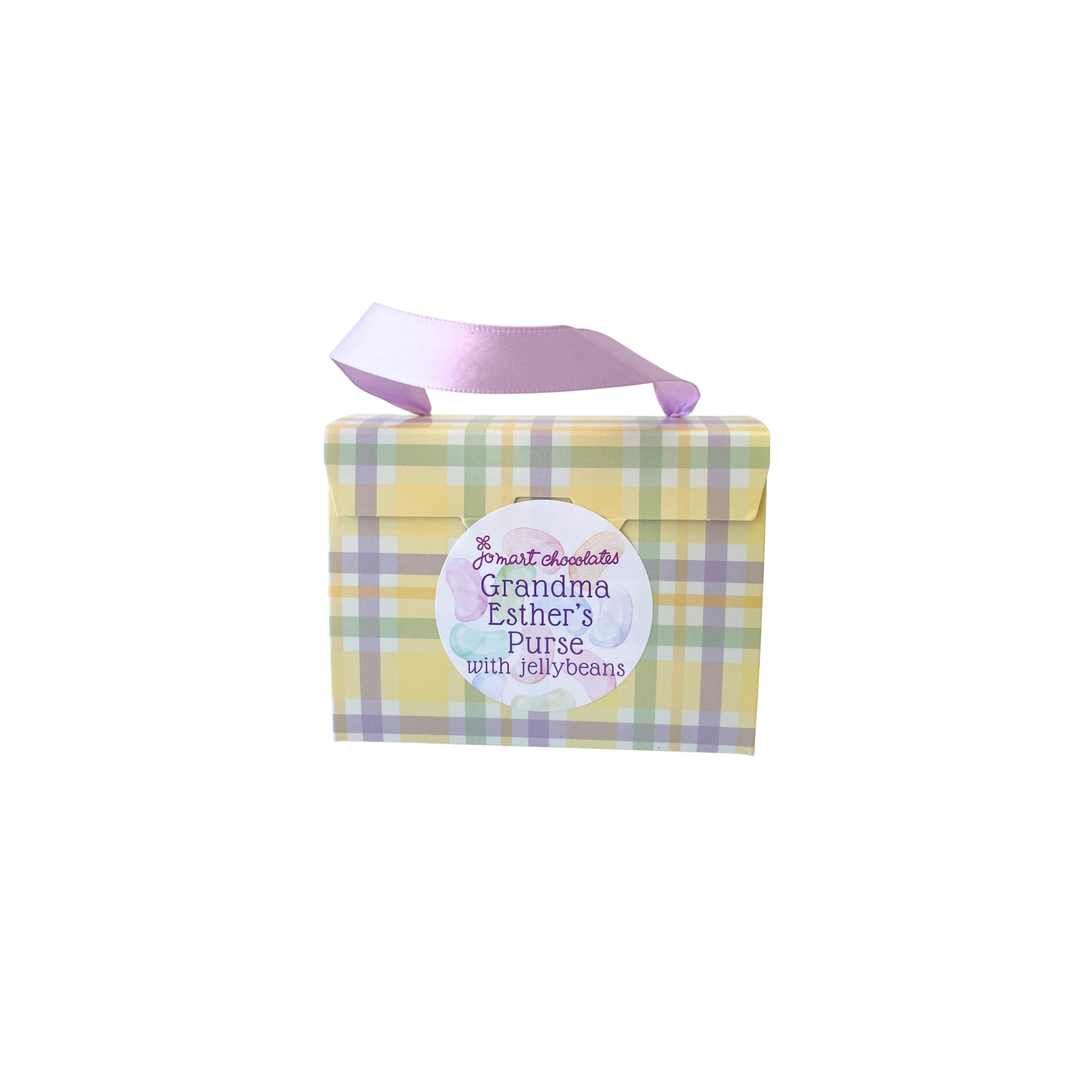 Plaid chocolate box with a ribbon on a white background