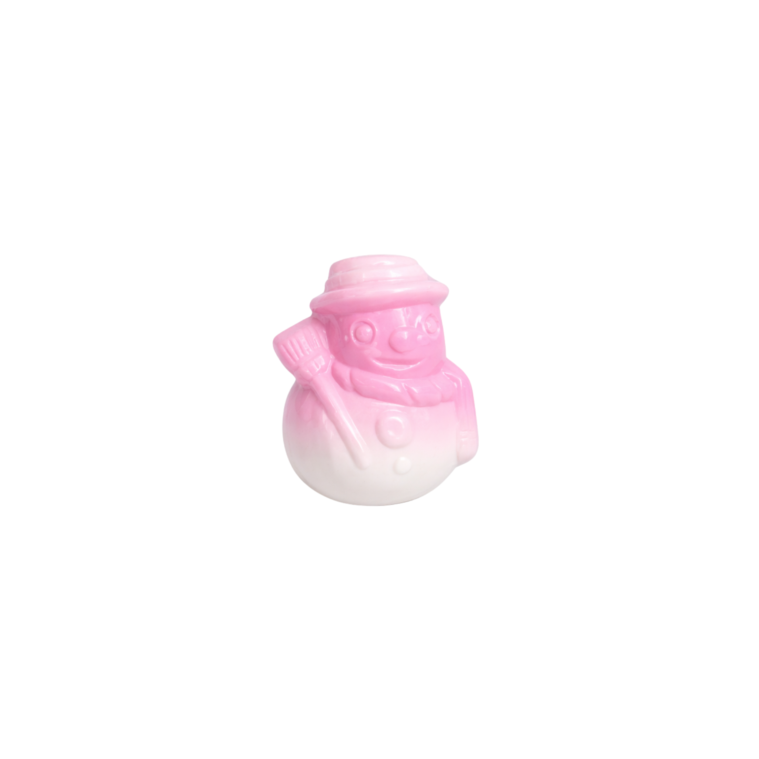 Pink and white snowman-shape on a white background