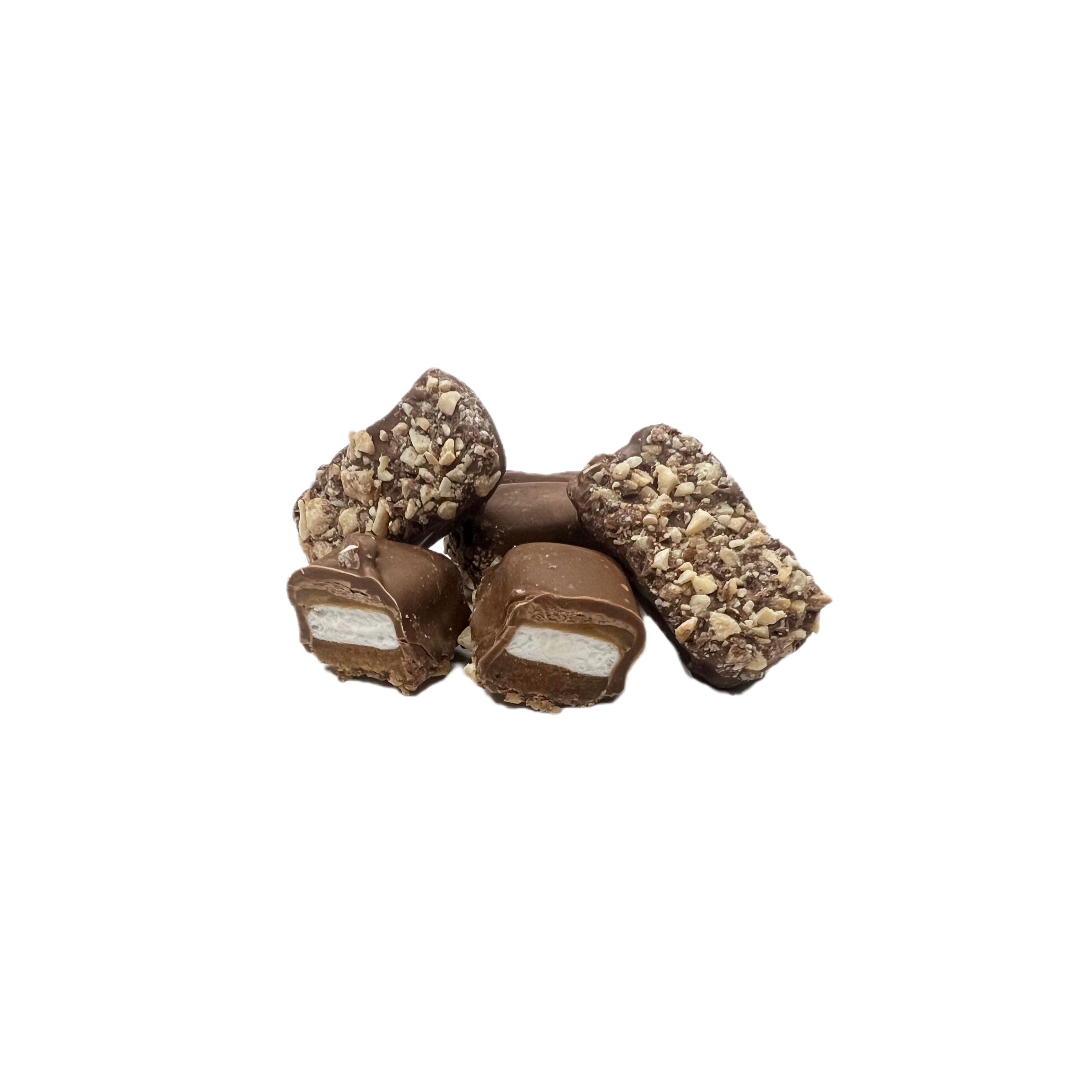 milk chocolates with vanilla and caramel with almonds