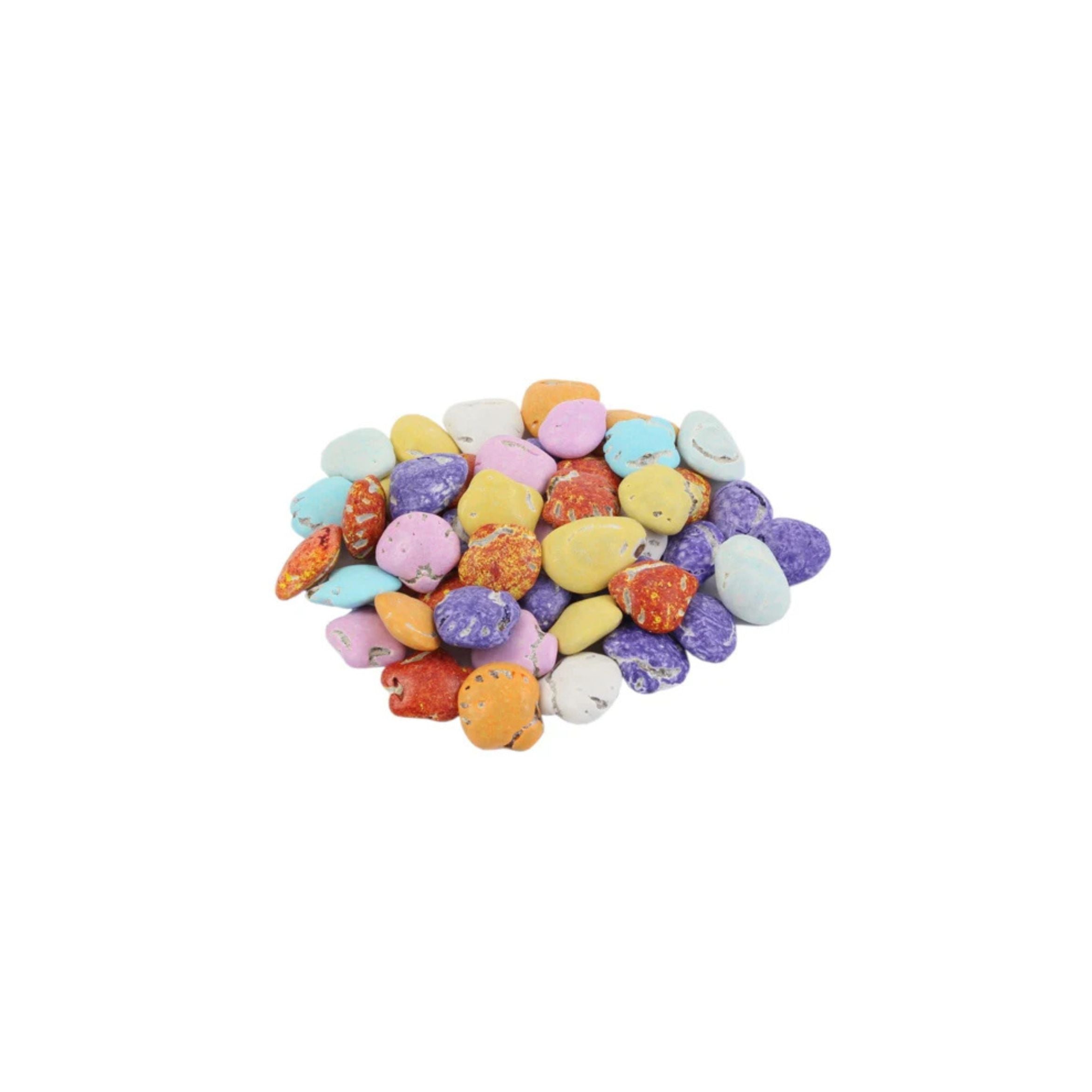 Colorful candy pieces on a white background